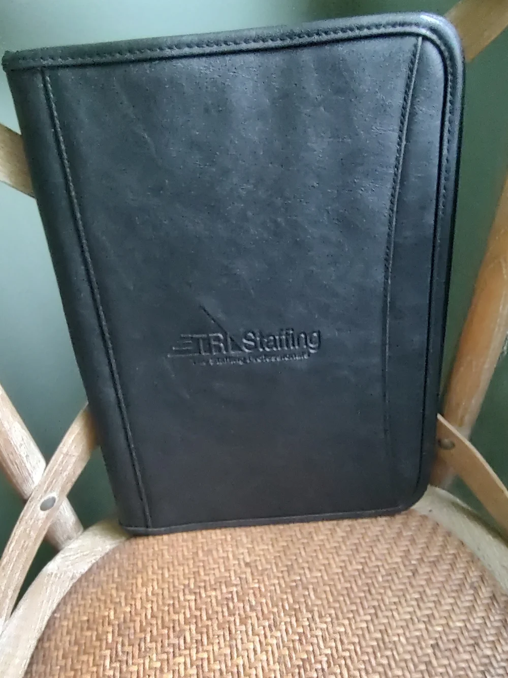 Vintage Black Faux Leather Portfolio Organizer